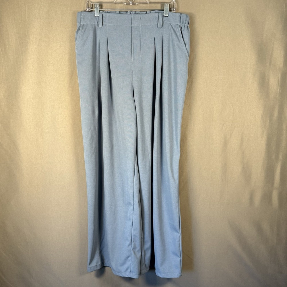 Halara Flex High Waisted Pocket Wide Leg Waffle Work Pants Blue XL Women's